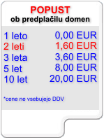 Cenik registracije in podlj�anja domen